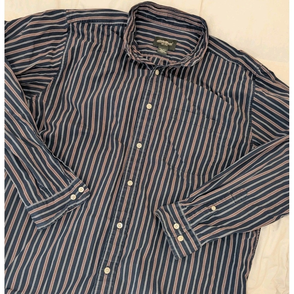 Vintage Dadcore Stripe Button Up Eddie Bauer Grunge Skater Shirt‎ Preppy Large